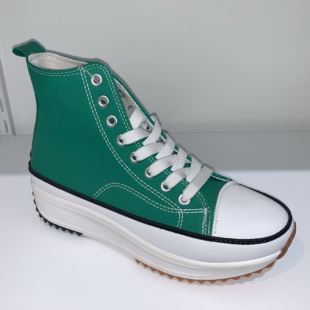 GREEN HIGH TOP CANVAS SNEAKERS - Picture 3 of 7